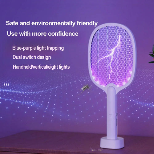 Electric Mosquito Swatter Mosquito Killer Lamp Killer Insect Killer 2500V Type-C Rechargeable Mosquito Killer Fly Killer