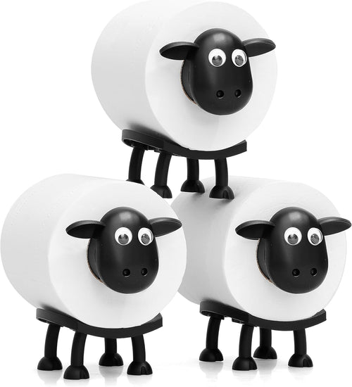 Sheep Toilet Roll Holder - Funny Toilet Paper Holders Free Standing Cute Bathroom Decor - Premium 3D Printed Black Sheep Loo Rolls Holder - Hilarious Tissue Paper Roll Storage - Set of 3