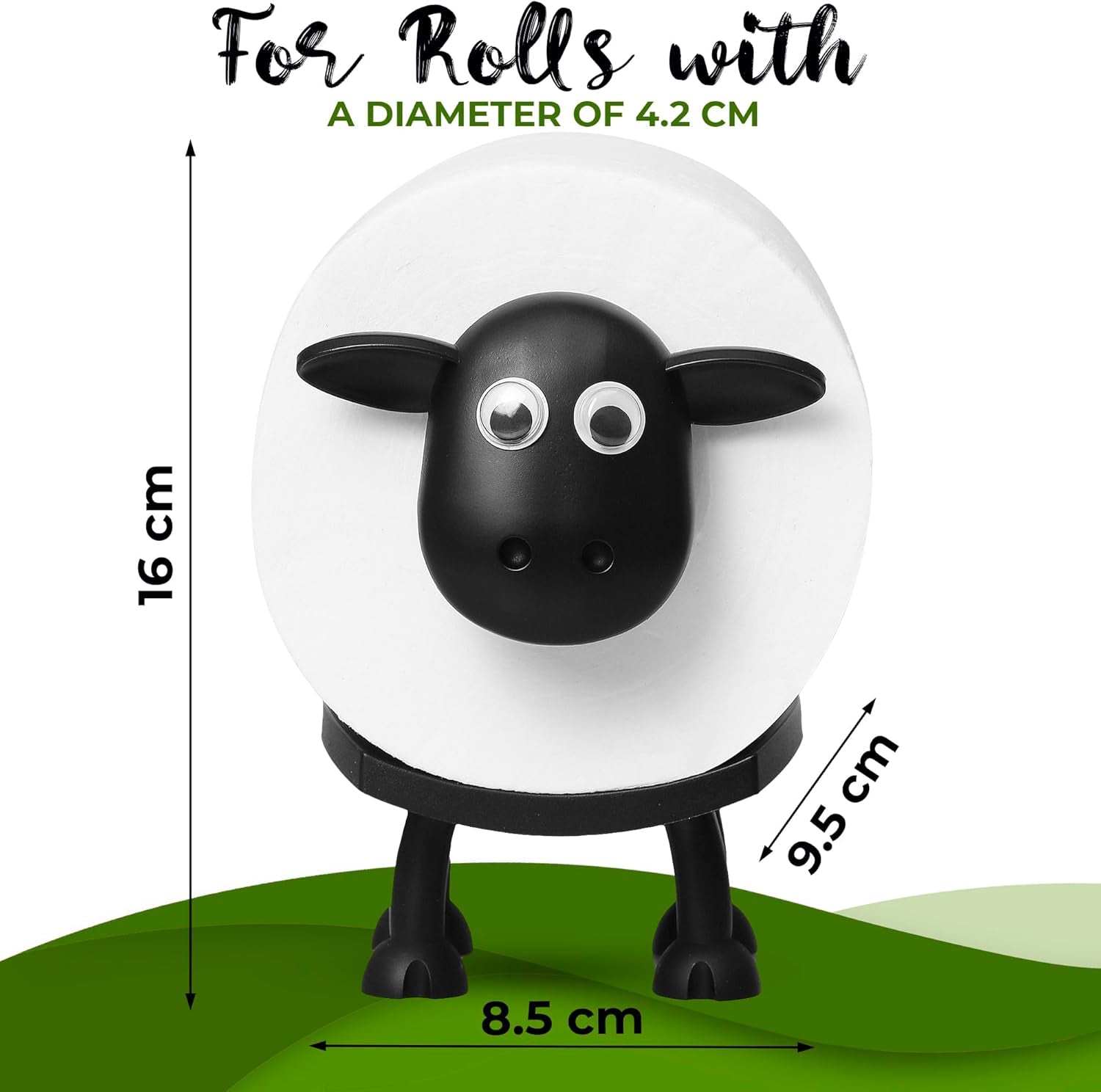Sheep Toilet Roll Holder - Funny Toilet Paper Holders Free Standing Cute Bathroom Decor - Premium 3D Printed Black Sheep Loo Rolls Holder - Hilarious Tissue Paper Roll Storage - Set of 3
